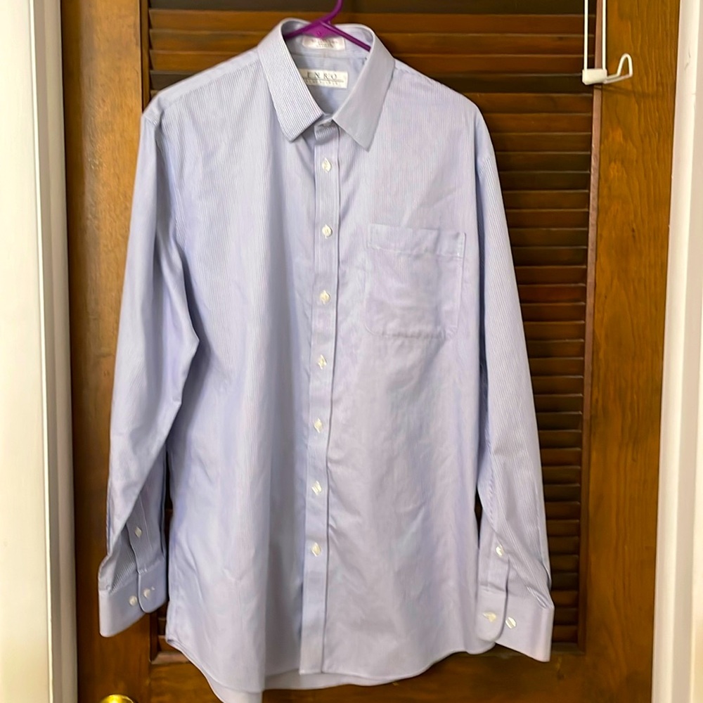Dress shirt, soft stripes and blue great condition size 16